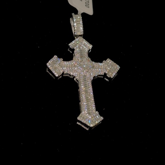Moissanite Silver Cross Pendant